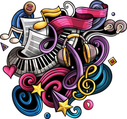 Music detailed cartoon illustration
