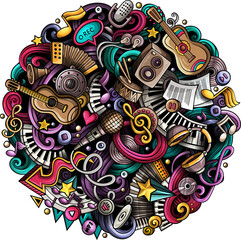 Obraz premium Music detailed cartoon illustration