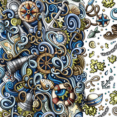 Nautical detailed cartoon border illustration