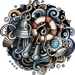 Nautical detailed cartoon illustration