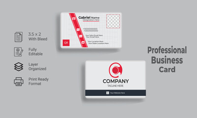 Obraz premium Modern Business Card - Creative and Clean Business Card Template. landscape orientation. vertical layout. Vector illustration