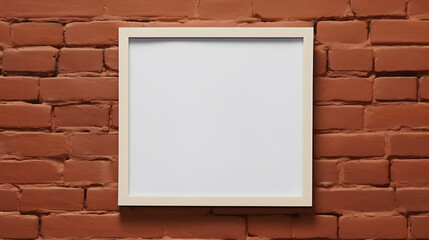 Mockup blank billboard or poster hanging on the red brick wall background