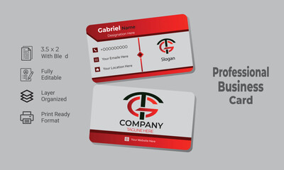 Double-sided modern creative business card  design template.  landscape orientation. vertical layout.