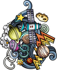 Outer Space detailed cartoon illustration