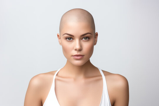 A woman with a shaved head, cancer, dialysis