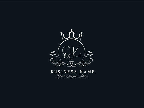 Minimalist QK kq Luxury Logo, Modern Qk Logo Letter For Boutique Shop