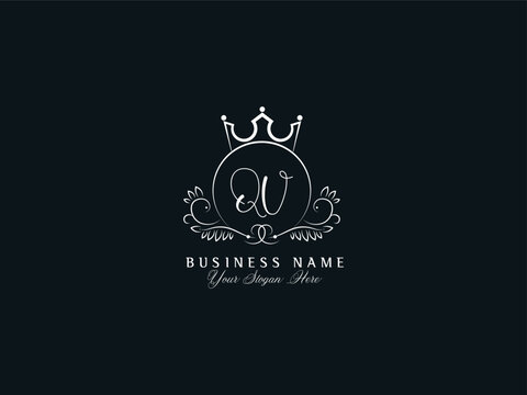 Minimalist QV v q Luxury Logo, Modern Qv Logo Letter For Boutique Shop