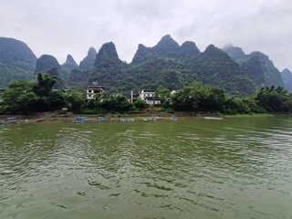 Beautiful mountain and water natural landscape in Guilin , Guangxi, China.