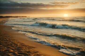 Fototapeta na wymiar A Beautiful Beach at Sunset