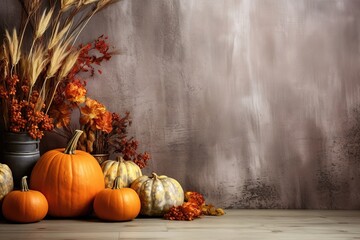 Autumn background with pumpkins