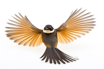 New Zealand Fantail Bird on a white background