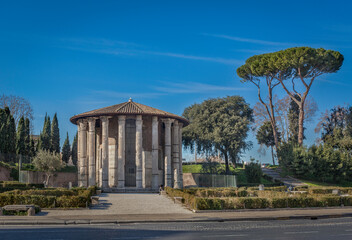 Temple of Hercules Victor (Tempio di Ercole Vincitore) on the Forum Boarium in Rome, Italy