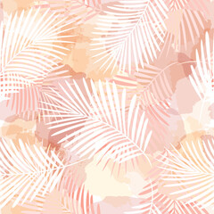 Fototapeta na wymiar Palm Leaves Pattern. Watercolor Palm leaves seamless vector background, brown jungle print textured