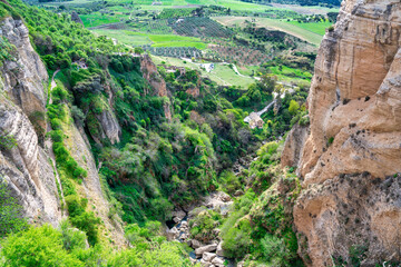 Aerial view of mountains from Ronda, Spanish Moor town