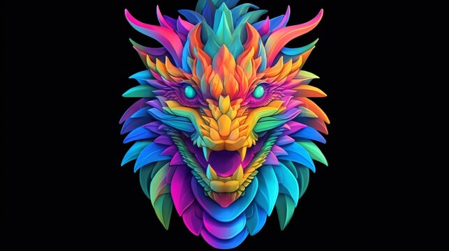 Chromatic Dragon Vibrant multicolored powerful dragon.Generative AI © sudipdesign