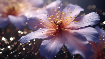 beautiful flower with leaves seen up close, with generative ai