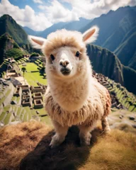 Deurstickers Süßes Alpaka in Machu Picchu © This is Art
