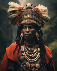 Inka Mann in traditioneller Kleidung - obrazy, fototapety, plakaty