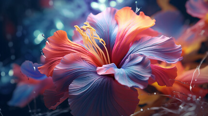 beautiful flower with leaves seen up close, with generative ai