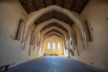 Fototapeta na wymiar The marvelous Fossanova Abbey near the city of Priverno, in the province of Latina, Lazio, italy.