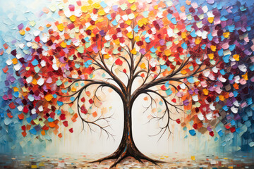 Obraz na płótnie Canvas Illustration of tree with colorful leaves