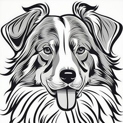 Fototapeta premium Australian Shepherd design head looking to side on white background Generative AI