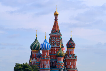 Fototapeta na wymiar Saint Basil's Cathedral on Red Square in Moscow, Russia. It is one of the main landmarks of Moscow.