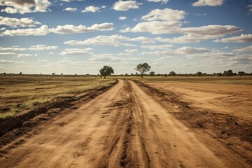 Fototapeta premium Desolate Dry dirt river. Hot global land. Generate Ai