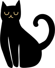doodle freehand sketch drawing of black cat.