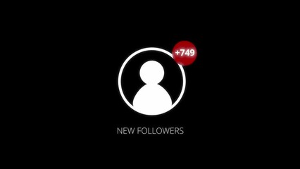 Social media notification of increasing followers. Follower counter animation. Number of followers going up.