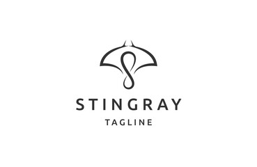 Stingray infinity with line art style logo design template flat vector