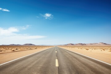 Fototapeta premium Arid Empty car road desert. Way scenic. Generate Ai