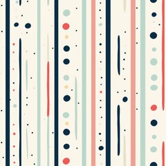 Stripes polka dots seamless pattern. Colourful modern striped background. Geometric tile with many vertical stripe and dot for poster, card, textile, wallpaper, banner, fabric, wrapping, prints..