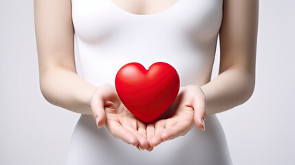 Heart at the human hands. Concept of love, charity, philanthropy and donation. Generative AI....