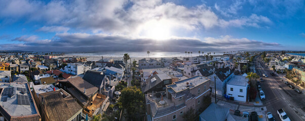 Mission Beach San Diego: 180 Degree Aerial Panorama