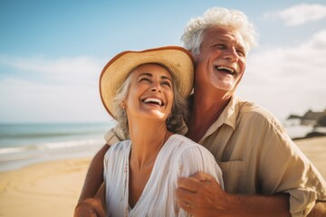 Obraz premium happy retired couple on vacation. seniors old day, travel
