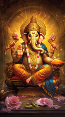 the ganesha are pictured in their sitting pose.
