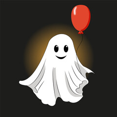 Little scary ghost, Halloween card