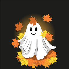 Little scary ghost, Halloween card