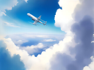 Fototapeta na wymiar airplane flying in the sky, ai generative 
