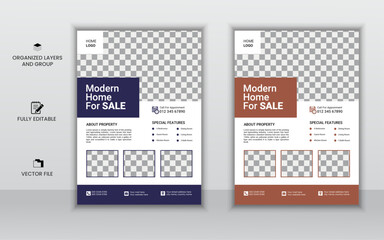 Modern Creative Real Estate Flyer Template , flyer in A4 with colorful 