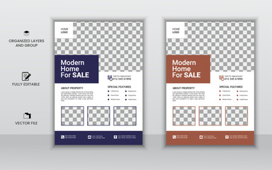 Modern Creative Real Estate Flyer Template , flyer in A4 with colorful 