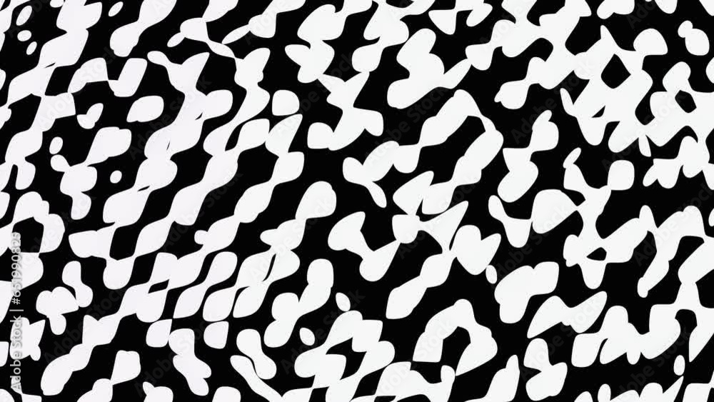 Poster animation of black and white round and curvy shapes texture pattern.