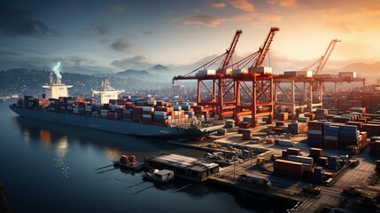 Loading of industrial cargo, seaport territory