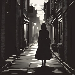 A silhouette of a girl at night, generated by AI

