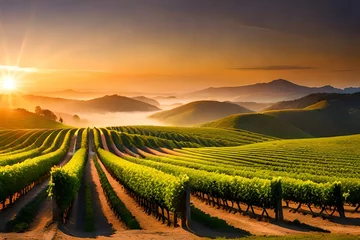 Fotobehang beautiful view of vineyard in region © Bhatti arts