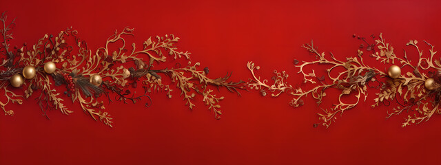 Overhead Opulence: Christmas Ornaments Against a Crimson Canvas