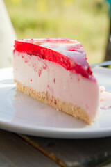 Polish cold cheesecake, strawberry flavor