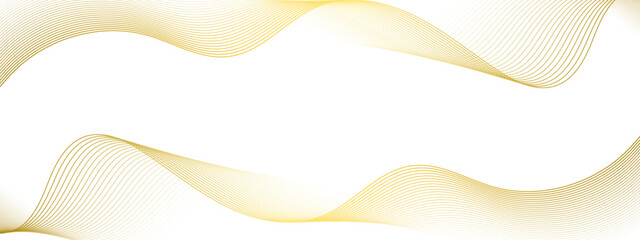 Abstract technology and science concept flowing golden wave, curved lines on transparent background. Luxury golden gradient wave lines for template, business, web, flyer, card, poster, presentation.