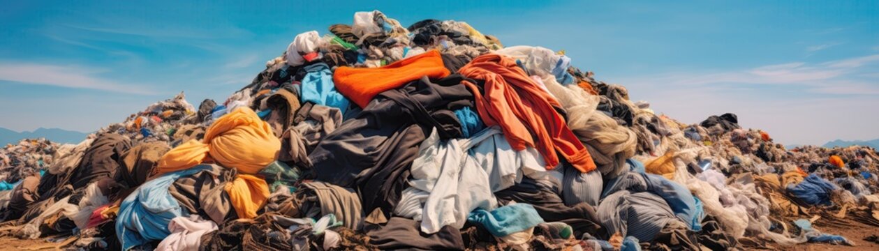 Heap Of Clothes Tossed Into Landfill Panoramic Banner